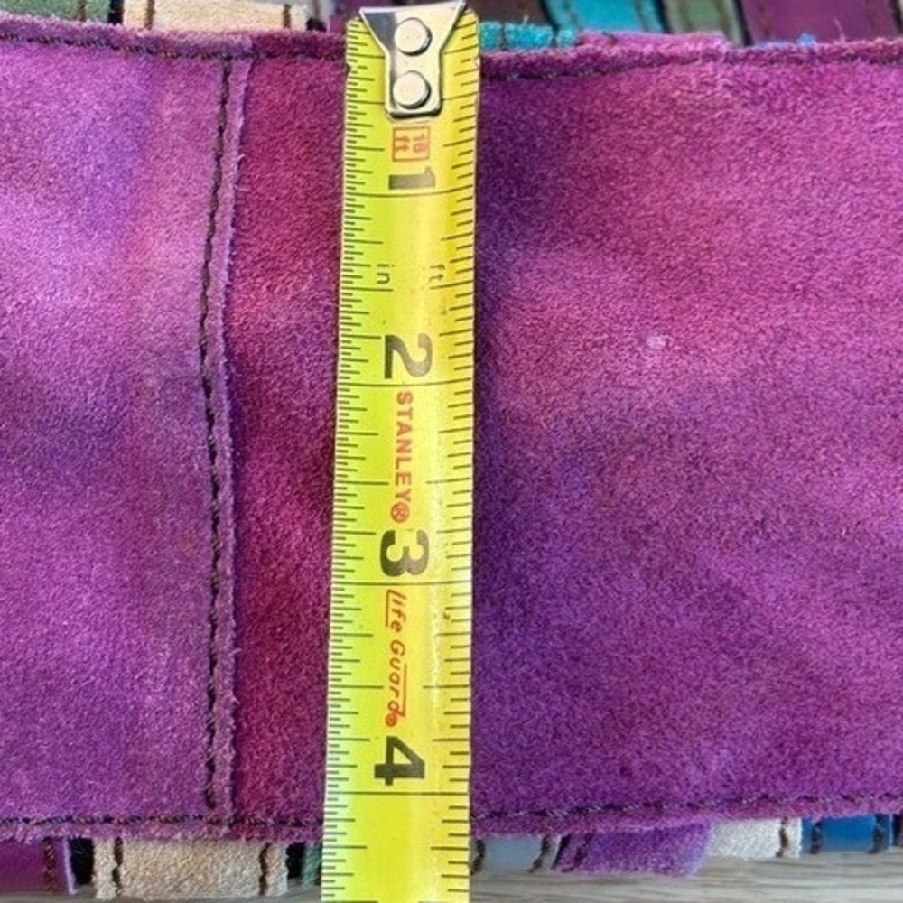 Lucky Brand Handbag Patchwork Leather Suede Boho Hobo Shoulder Bag Multi-Color - Picture 16 of 16